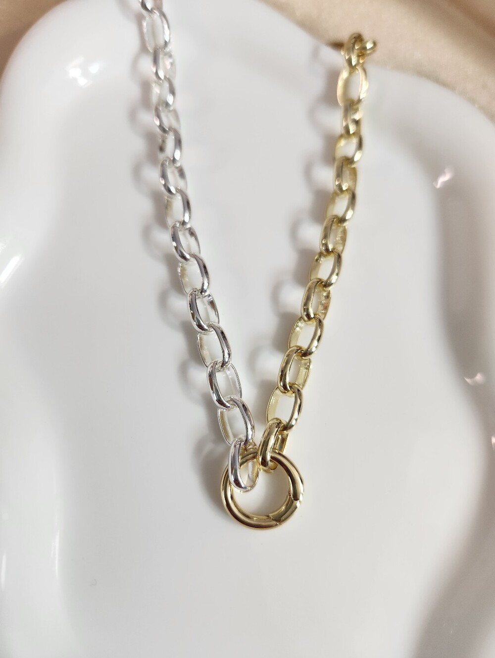 Two Tone Charm Holder Necklace
